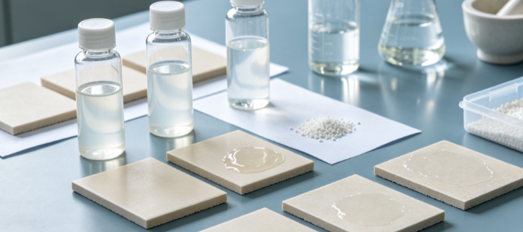 Nano‑Formulated Formaldehyde‐Removal Liquids for Ceramic Tiles Testing